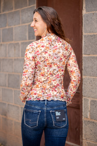 In The Garden Floral Mesh Top