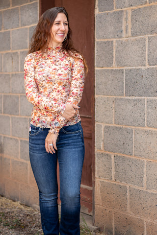 In The Garden Floral Mesh Top