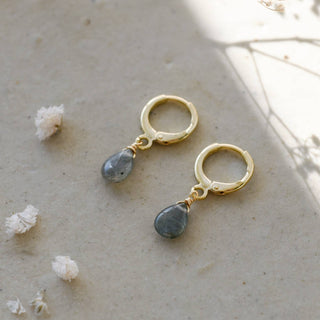 Zia Hoops-Labradorite: Gold/Labradorite