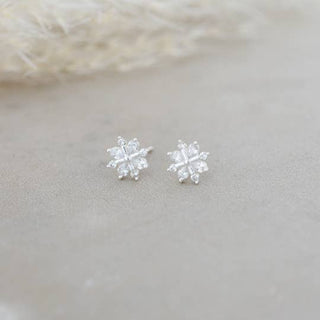 Snow Crystal Studs-Clear: Silver