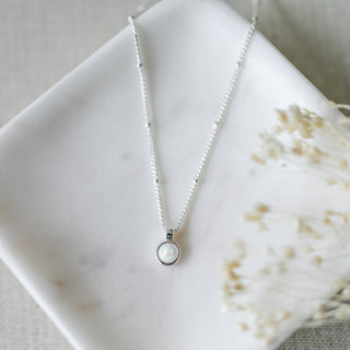 Ona Necklace: Silver/opalite