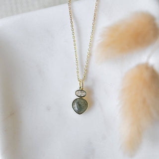 Anastasia Necklace-labradorite/clear: Gold/labradorite/clear