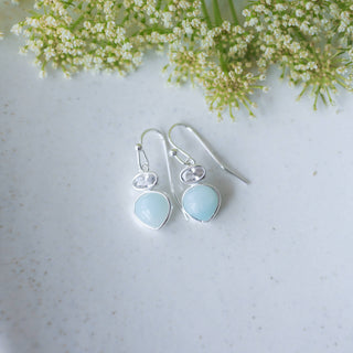 Tasia Earrings-amazonite/clear: Silver/amazonite/clear