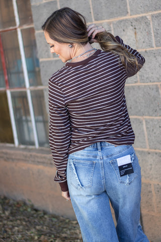 Aeris Top- Brown/Ivory Stripe