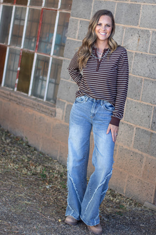 Aeris Top- Brown/Ivory Stripe