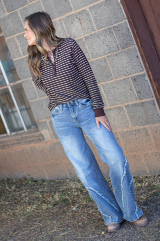Aeris Top- Brown/Ivory Stripe
