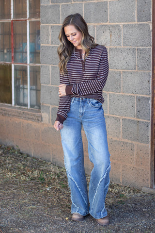 Aeris Top- Brown/Ivory Stripe