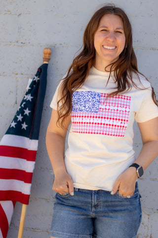 American Flag Daisy Tee