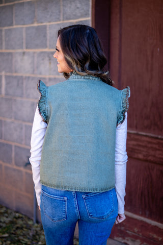 Annika Ruffle Button Vest