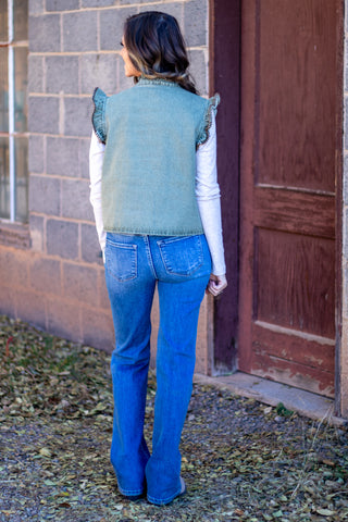 Annika Ruffle Button Vest