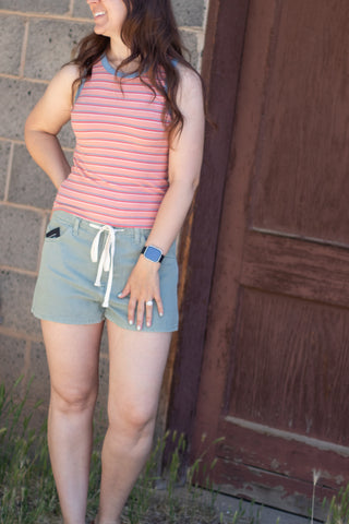 Search For Me Striped Tank- Melon/Blue