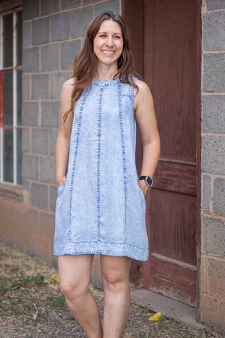 Better Than Planned Chambray Dress