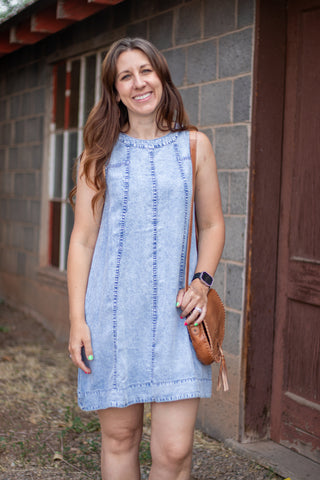 Better Than Planned Chambray Dress
