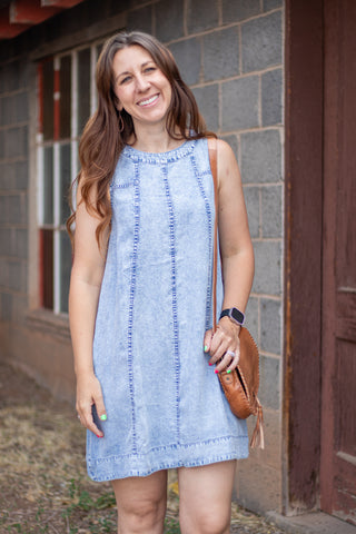 Better Than Planned Chambray Dress
