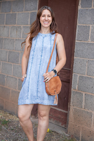 Better Than Planned Chambray Dress