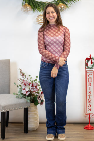 Better Together Plaid Mesh Top