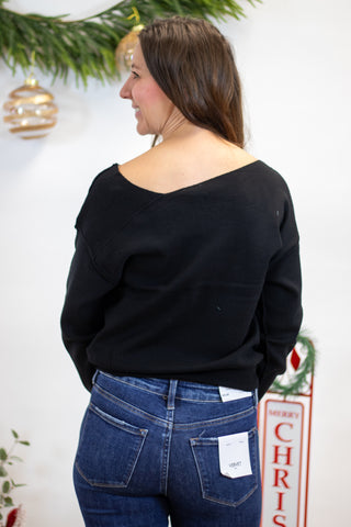 Bella Asymmetrical Sweater-Black