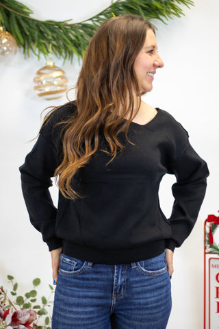 Bella Asymmetrical Sweater-Black