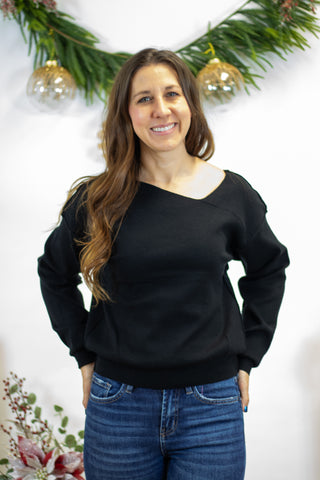 Bella Asymmetrical Sweater-Black