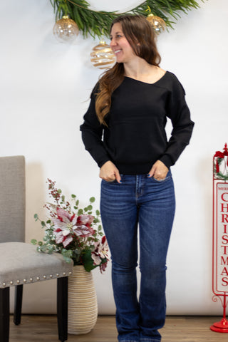 Bella Asymmetrical Sweater-Black