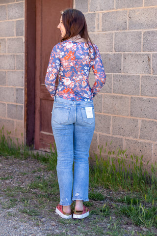 Brinkley Floral Mesh Long Sleeve Top