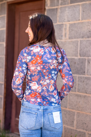 Brinkley Floral Mesh Long Sleeve Top