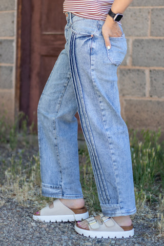 Char Saige Pleat Barrel Jean by SAIGE — back view