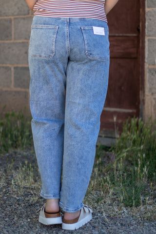 Char Saige Pleat Barrel Jean by SAIGE — detail view