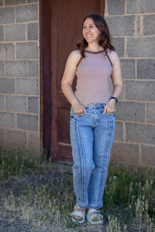 Char Saige Pleat Barrel Jean by SAIGE — side view