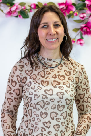 Cheetah Hearts Mesh Top