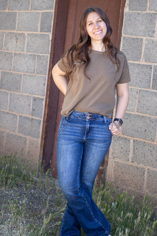Corrin Exposed Seam Top- Brown