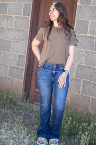 Corrin Exposed Seam Top- Brown