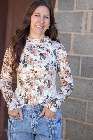 Cynthia Floral Lace Mesh Top