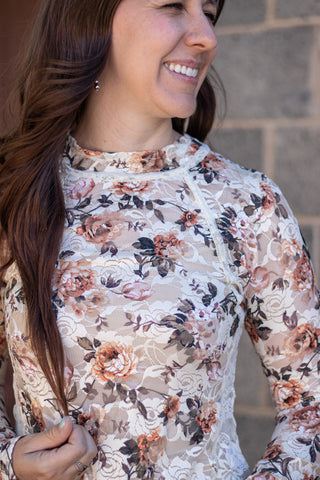 Cynthia Floral Lace Mesh Top