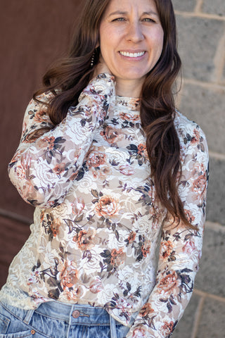 Cynthia Floral Lace Mesh Top
