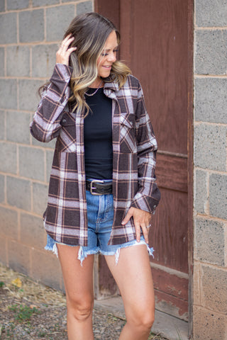 Cassian Shirt- Coffee Ivory Plaid