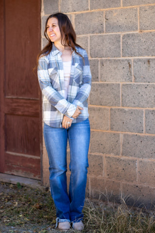 Cassian Shirt-Grey Beige Plaid