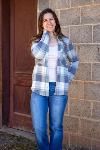 Cassian Shirt-Grey Beige Plaid