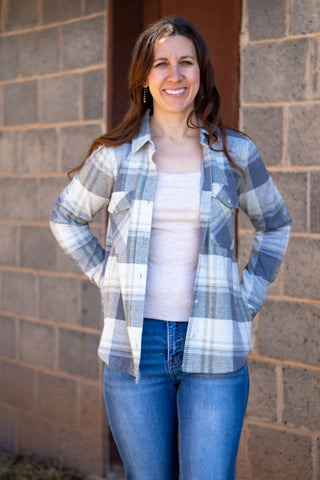 Cassian Shirt-Grey Beige Plaid