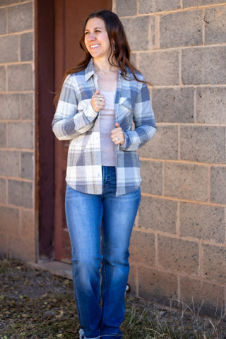 Cassian Shirt-Grey Beige Plaid