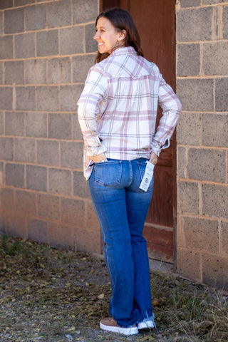 Cassian Shirt-Mauve Tan Plaid