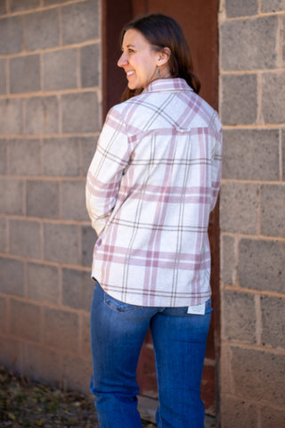 Cassian Shirt-Mauve Tan Plaid