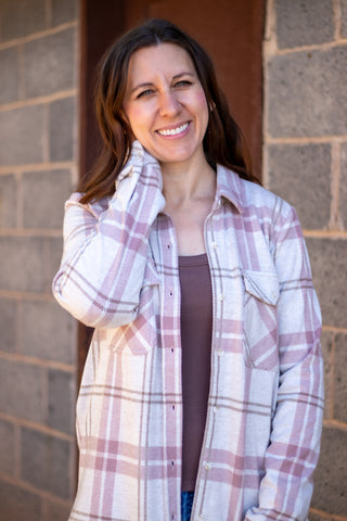 Cassian Shirt-Mauve Tan Plaid
