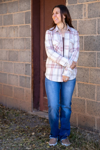 Cassian Shirt-Mauve Tan Plaid