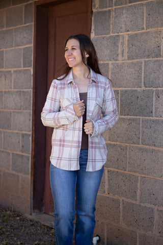 Cassian Shirt-Mauve Tan Plaid