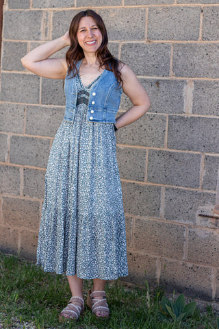 shoes for denim dress Amena Button Up Denim Vest