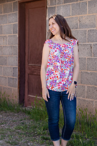 Danny Square Neck Flutter Tank Top