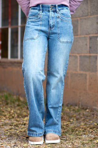 Dollie Double Pocket Wide Leg Jean