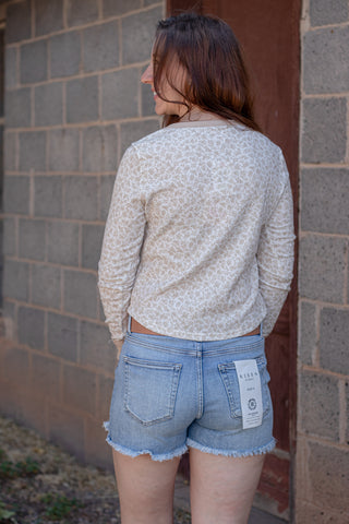 Easy Does It Floral Waffle Knit Top- Taupe/Ivory