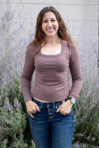 Elevated Scoop LS Tee - Brown